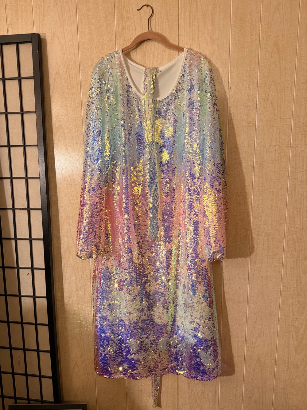 Iridescent Sequin Long Sleeve Dress - Multicolor